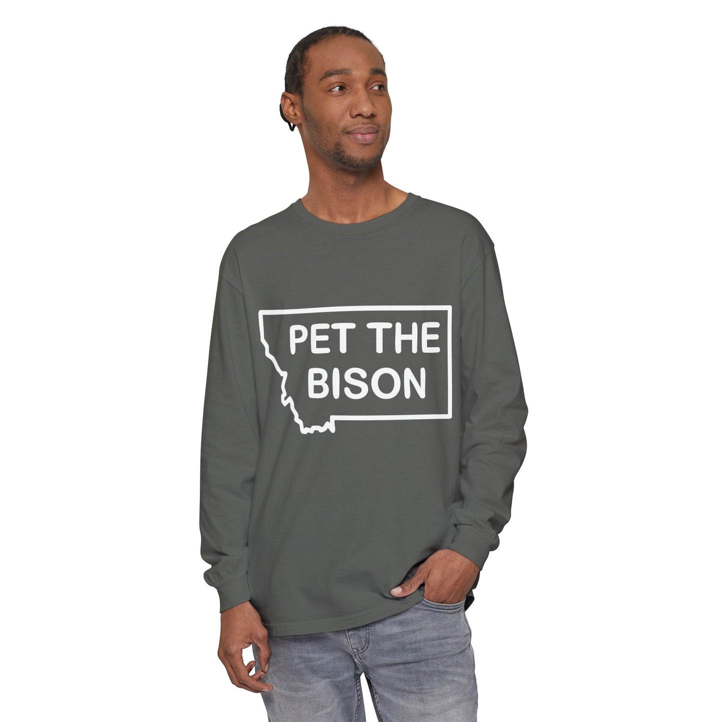 Pet The Bison Long Sleeve Tee