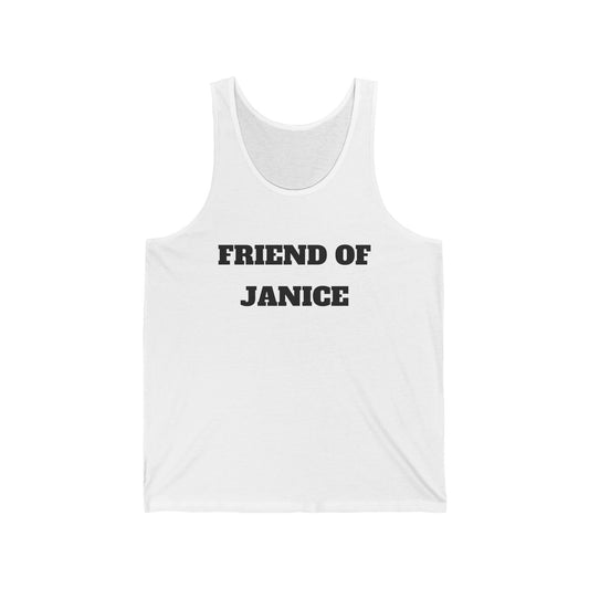 Friend of Janice White Tank Top — Personalized Name Graphic Tank