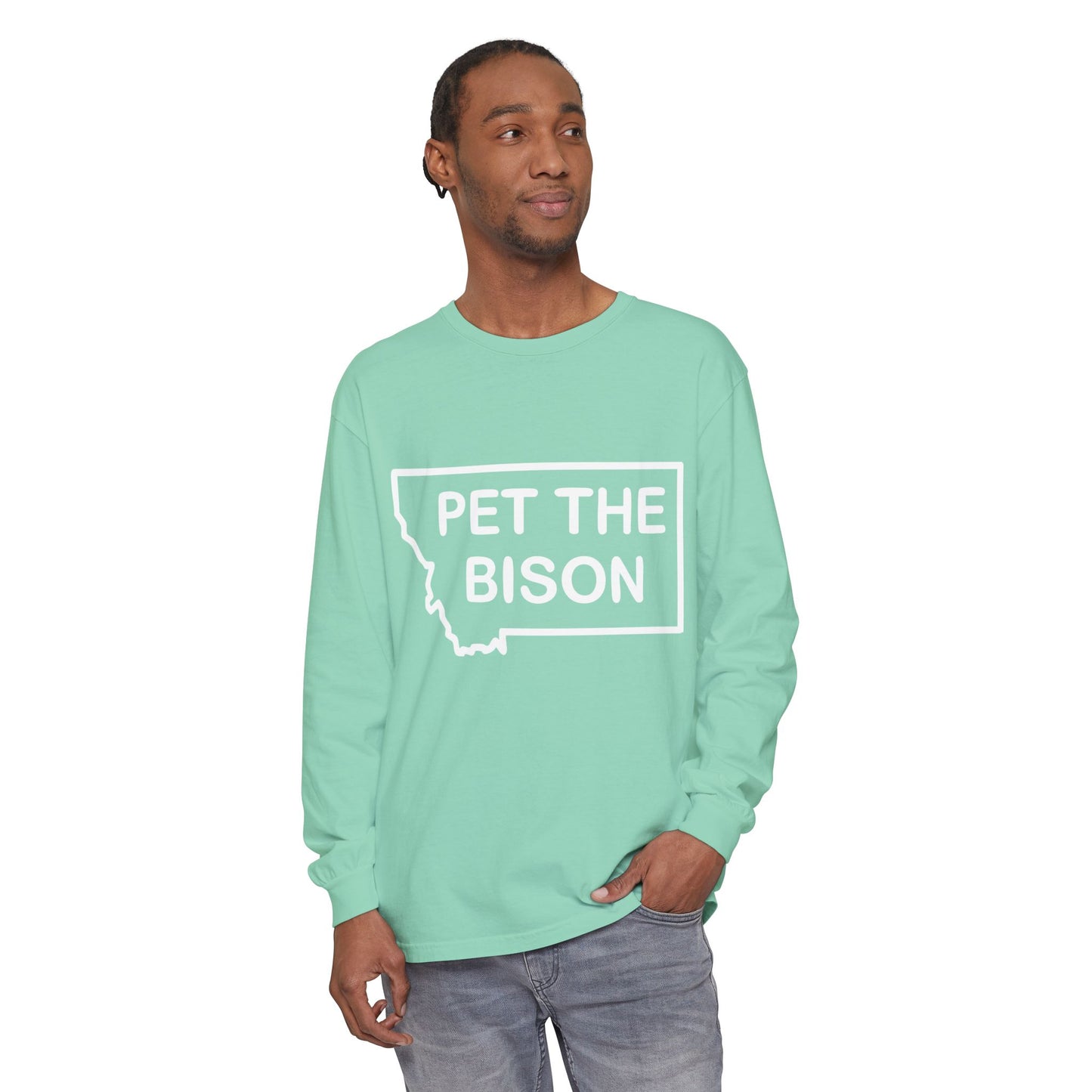 Pet The Bison Long Sleeve Tee